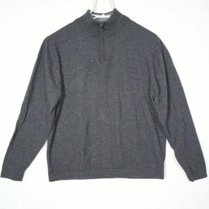 Garret Scott Mens Charcoal Gray Extra Fine Merino Wool Quarter Zip Sweater L